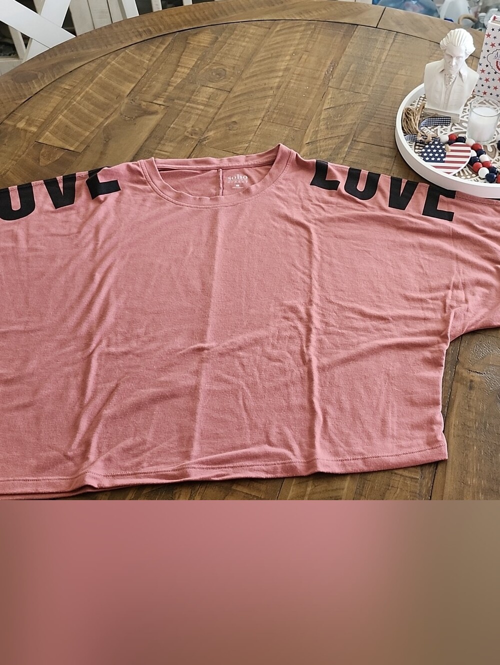 New York & Company Muave Crop Top with 'LOVE' Shoulder Print